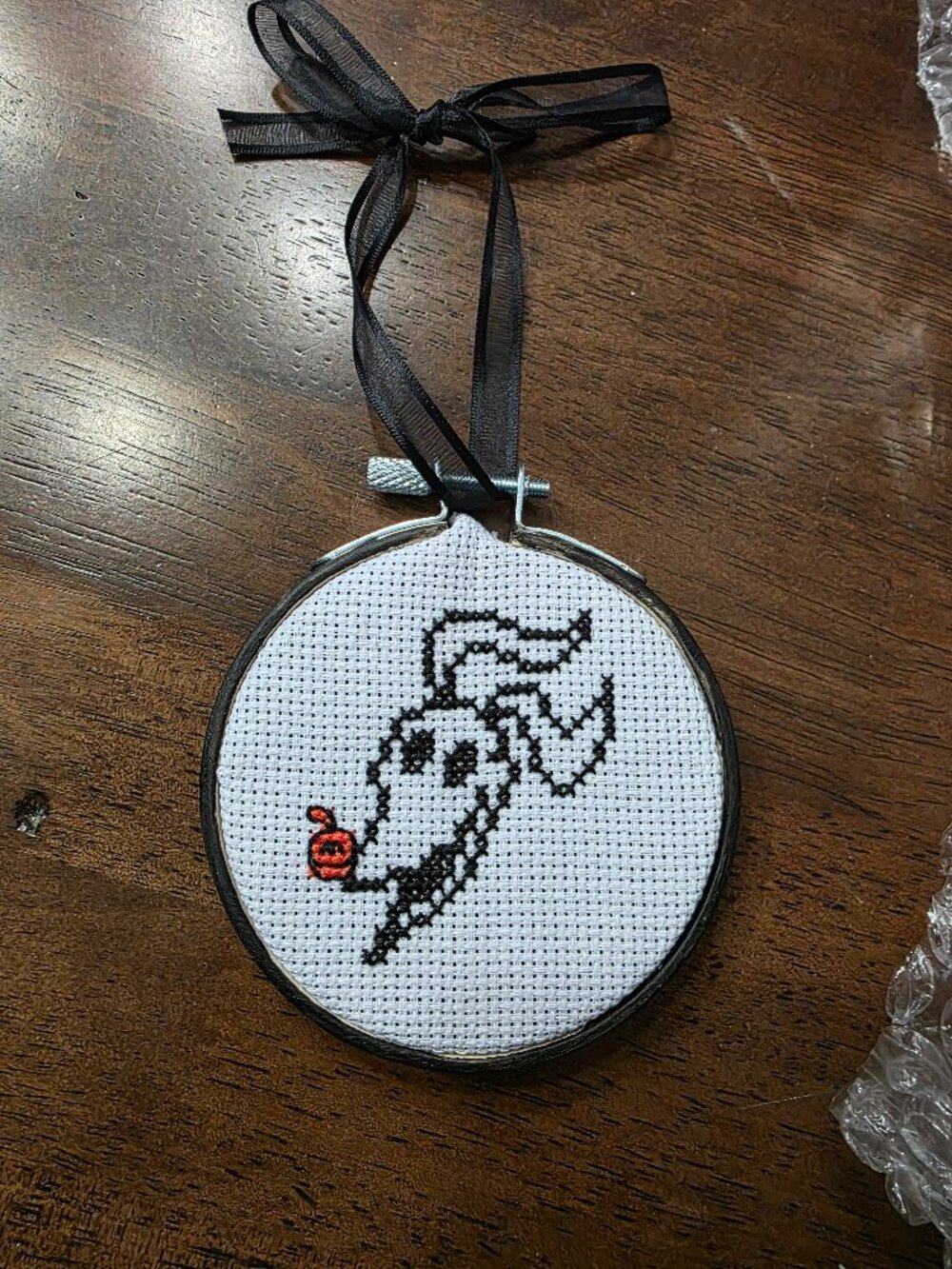 Mini Zero Nightmare Before Christmas Cross Stitch Wall Hanging